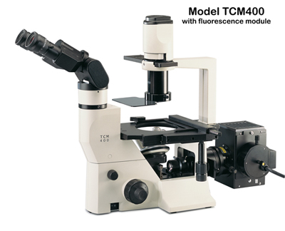 Labomed TCM400 Inverted Microscope biological microscope offers phase contrast and optional epi-fluorescence. Excellent cell culture or IVF microscope 