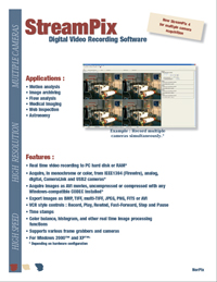 StreamPix Digital Video Recording software - Streaming video capture, digital 

video capture, live video capture, Streampix, motion analysis software