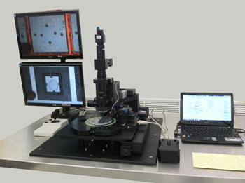 Motorized microscope inspection for wafers NIR, brightfield, darkfield system with simultaneous topside bottomside and thru-wafer inspection