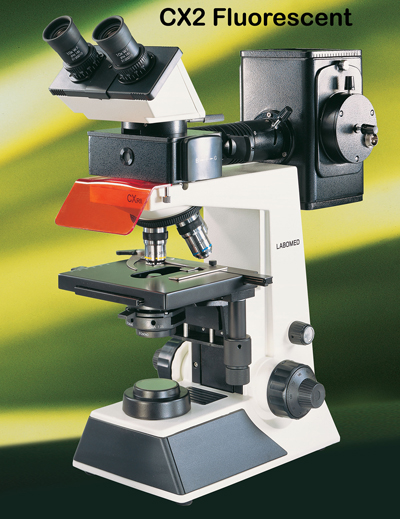 LaboMed CXR2 Fluorescence Models, Fluorescence microscope, Fluorescent microscope, biological microscope, compound microscope, transmitted light microscope, Olympus CX21, Olympus CX31