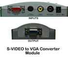 S-VIDEO to VGA Interface: convert your s-video camera output to VGA for direct connection to monitor