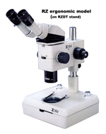 Meiji RZ Research 10:1 Stereo Zoom - research and laboratory microscope. Ergonomic head is ideal for production inspection for biomedical, industrial, and semiconductor. 